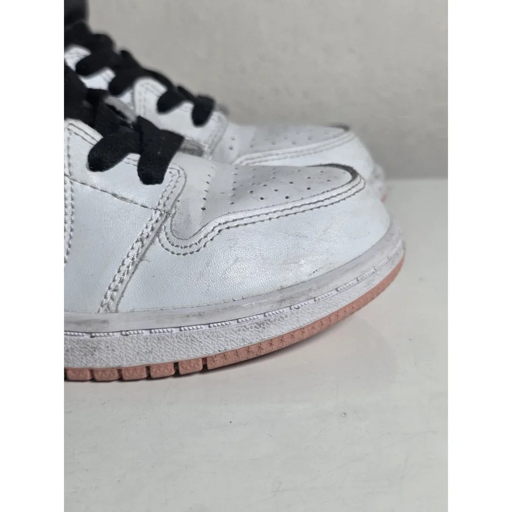 Jordan Air Jordan 1 Mid White Black Pink Sneaker Unisex Kids 1.5Y 554725-180 - Picture 6 of 11